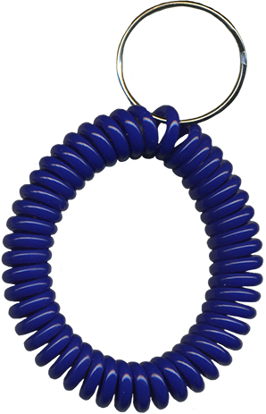 solid royal blue wrist coil with split key ring
