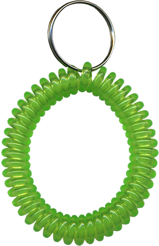 translucent green wrist coil with split key ring