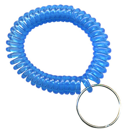 translucent light blue wrist coil with split key ring
