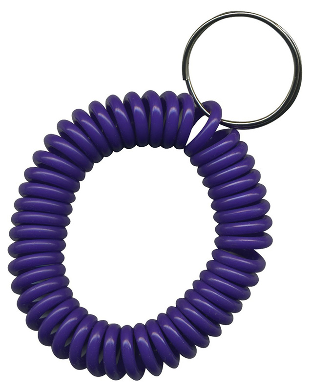 solid purple wrist coil with split key ring