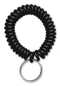 solid black wrist coil with split key ring