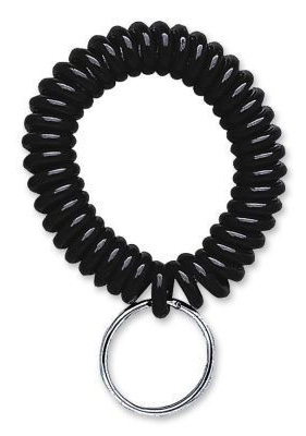 solid black wrist coil with split key ring