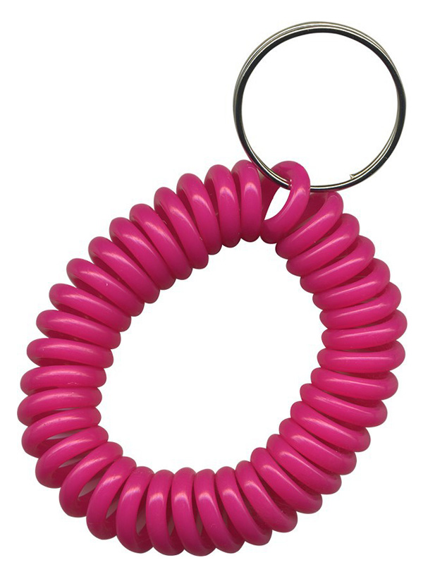 solid hot pink wrist coil with split key ring