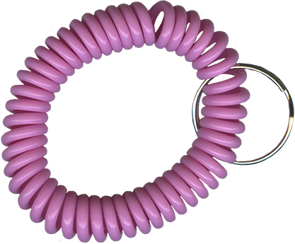 solid light pink wrist coil with split key ring