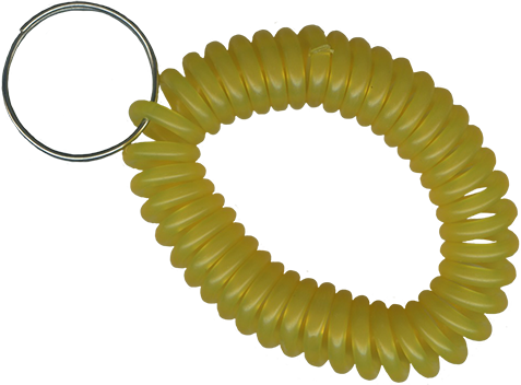 translucent yellow wrist coil with split key ring