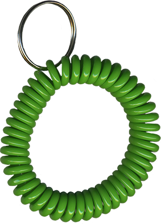 solid green wrist coil with split key ring