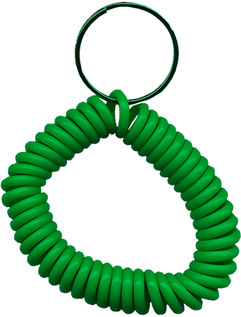 solid green wrist coils with spilt key rings