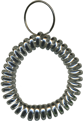 metallic silver wrist coil with split key ring
