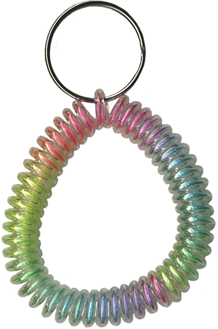 translucent rainbow wrist coil with split key ring